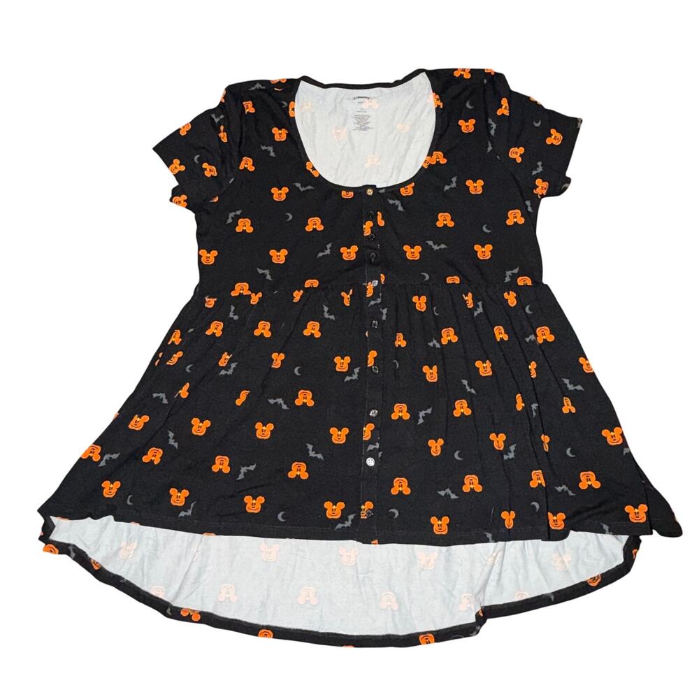 Torrid Disney Mickey Mouse Hi-Low Babydoll Top Women's Size M Black Pumpkins